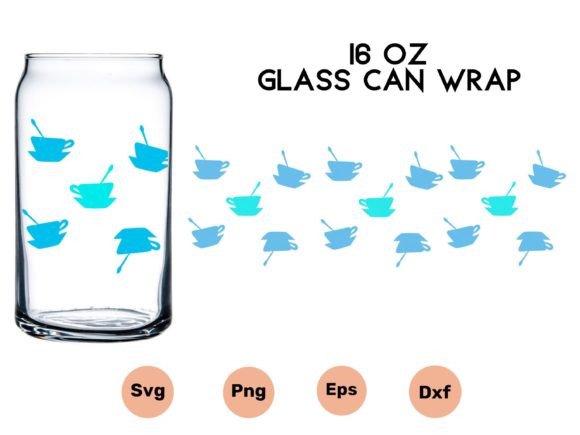 16 Oz Glass Can Wrap Watercolour Cup SVG