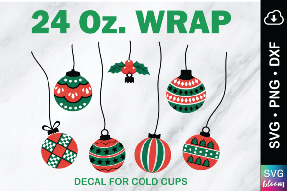 Christmas Ball 24oz Full Wrap Tumbler SVG — Graphics & Print Templates