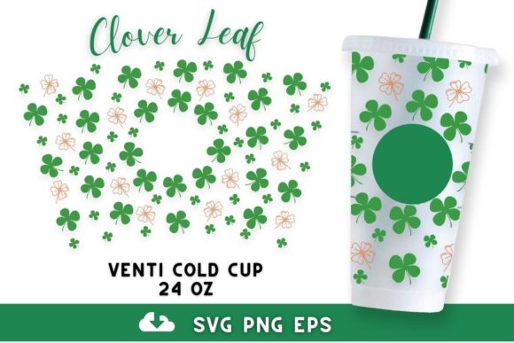 Clover Leaf 24oz Venti Cold Cup SVG: Graphics for Crafts & Branding