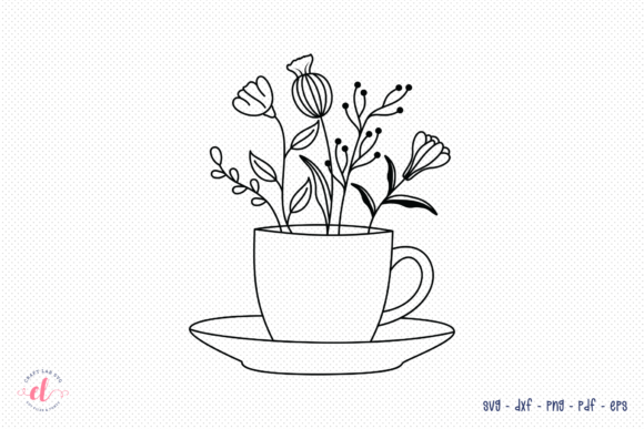 Floral Tea Cup SVG: Crafts & Graphics for Handmade Brands