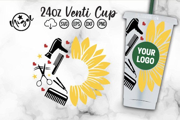 Hairdresser, Half Sunflower Cold Cup Svg