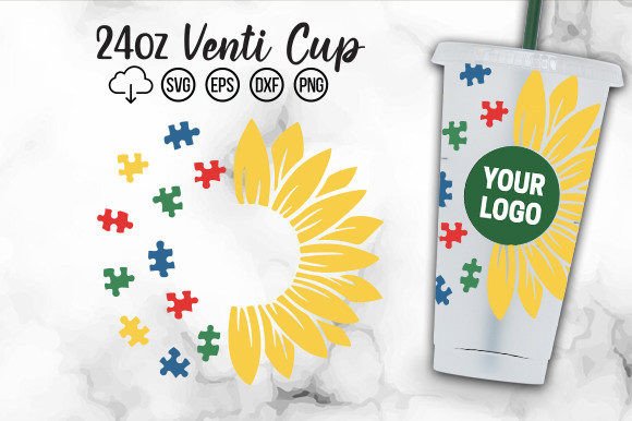 Half Sunflower Autism Awareness Cold Cup Svg: Graphics and Crafts