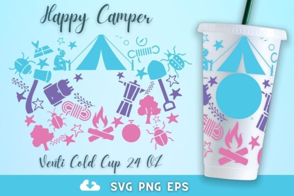 Happy Camper 24oz Venti Cold Cup SVG