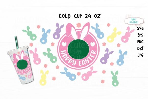 Happy Easter Bunny Cup SVG Graphics & Illustrations