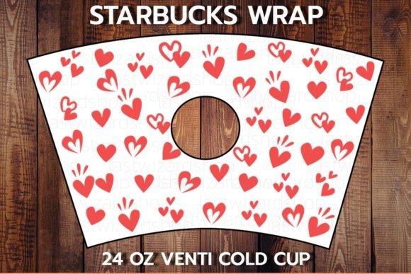 Hearts Pattern 24oz Cup SVG for Crafts and Graphics