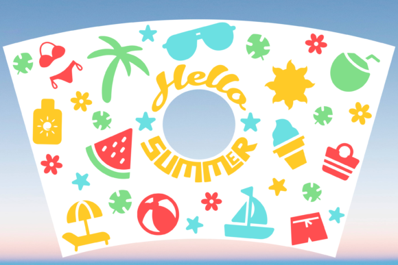 Hello Summer Beach Starbucks Cup SVG
