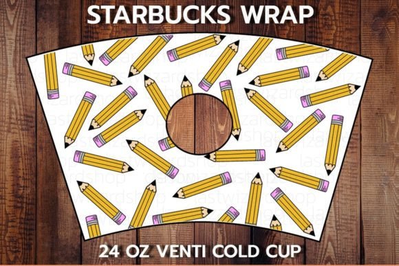 Kids Pencils Wrap for Venti Cold Cup SVG