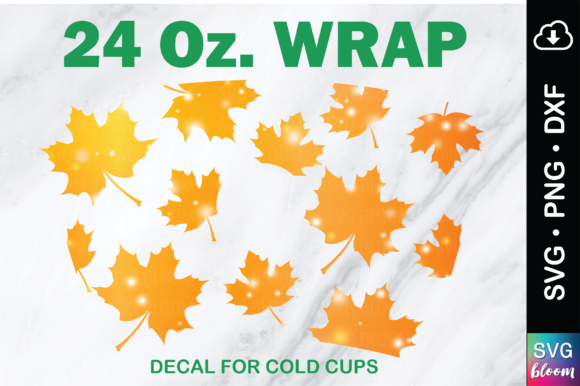 Maple Leaf Full Wrap 24oz Tumbler SVG Graphics