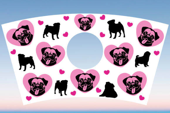 Pug Love 16oz Starbucks Hot Cup SVG: Graphics & Print Templates