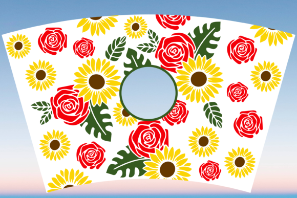 Rose Sunflower Floral Starbucks Cup SVG: Graphics & Print Templates