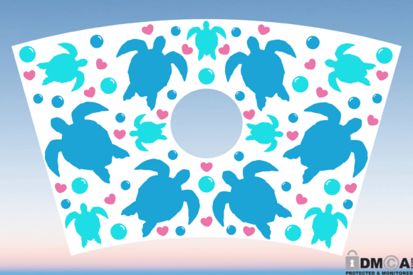 Sea Turtle Summer 24oz Venti Cup SVG: Graphics & Print Templates