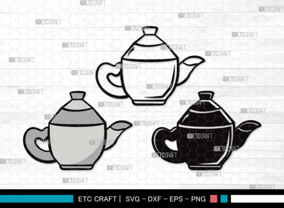 Tea Set SVG Cut File: Graphics for Crafts & Content