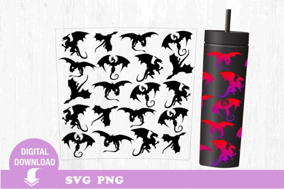 Tumbler SVG: Dragon Fantasy Graphics for Print Templates