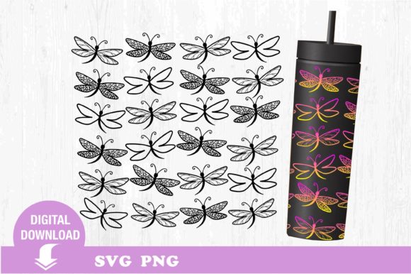 Tumbler SVG: Dragonfly Summer Graphics