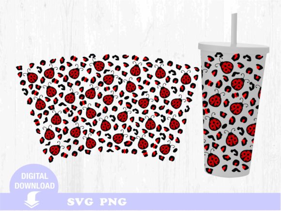 Tumbler SVG: Ladybug + Leopard Graphics for Print Templates
