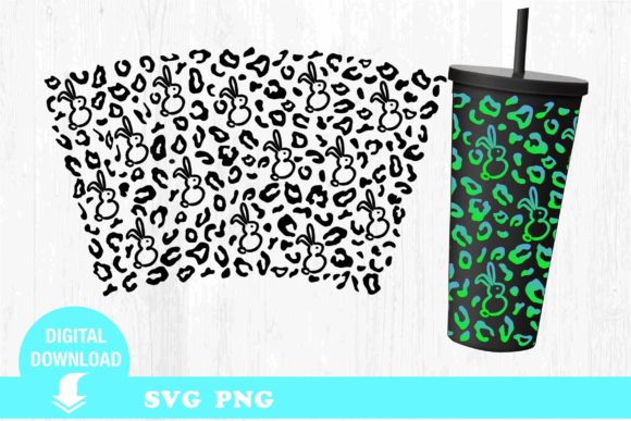 Tumbler SVG: Leopard Bunny Spring Graphics & Print Templates