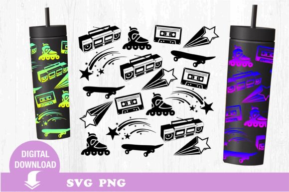Tumbler SVG: Retro 90s Vibe Graphics & Print Templates